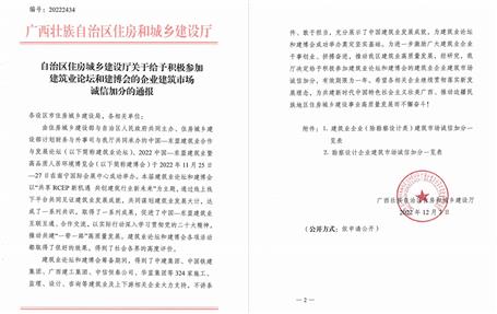冶建公司獲自治區(qū)住建廳、南寧市住建局通報(bào)表揚(yáng)并獲誠(chéng)信加分