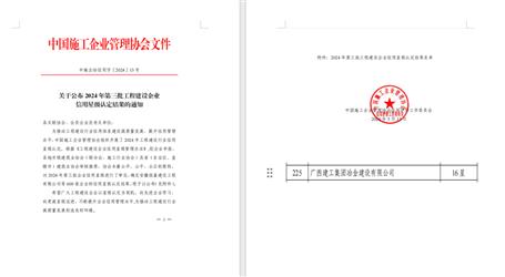 16星！冶建公司履約能力和信用表現(xiàn)良好